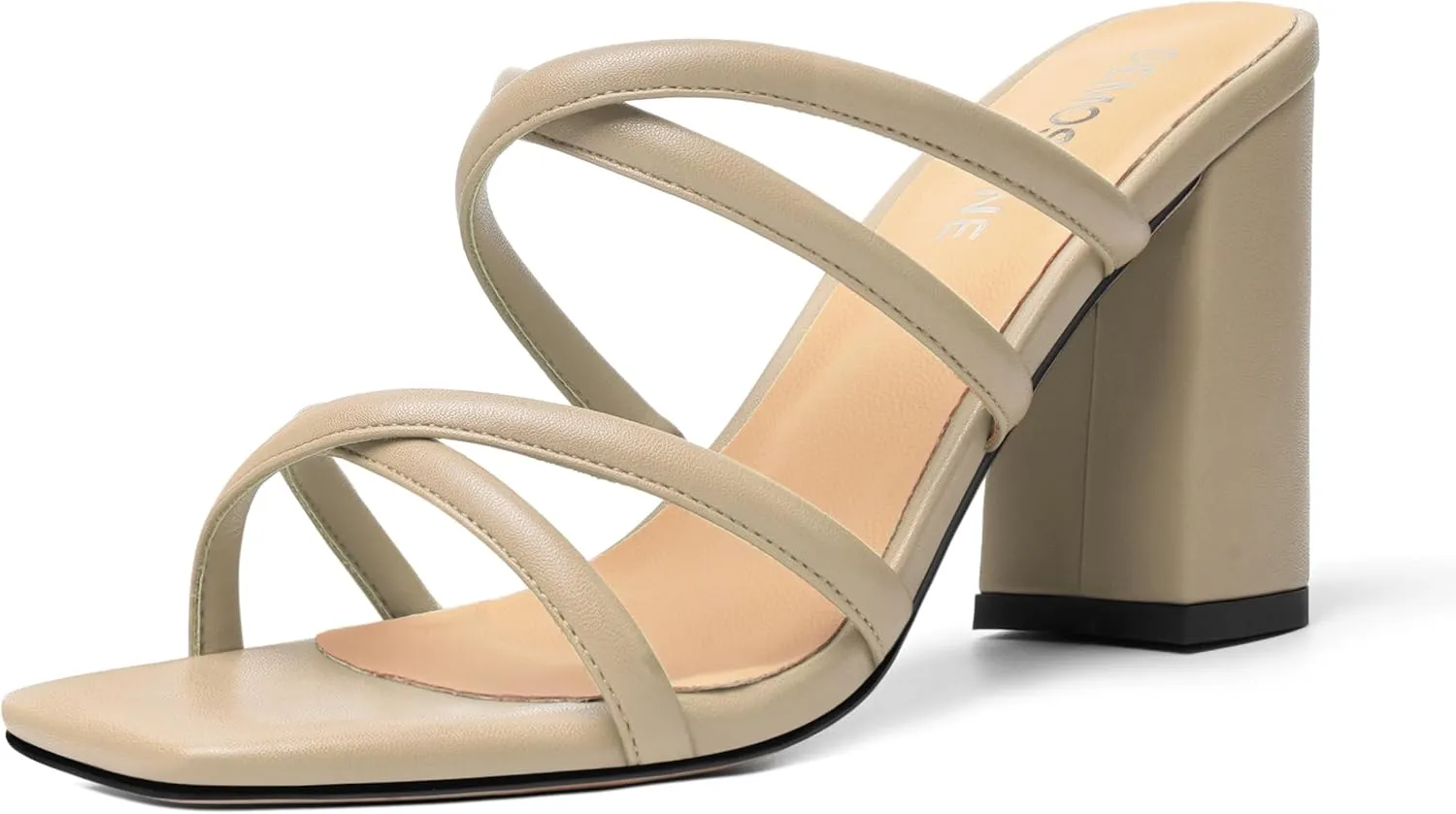 Womens Slip On Matte Open Toe Evening Dress Block High Heel Heeled Sandals 3.3 Inch