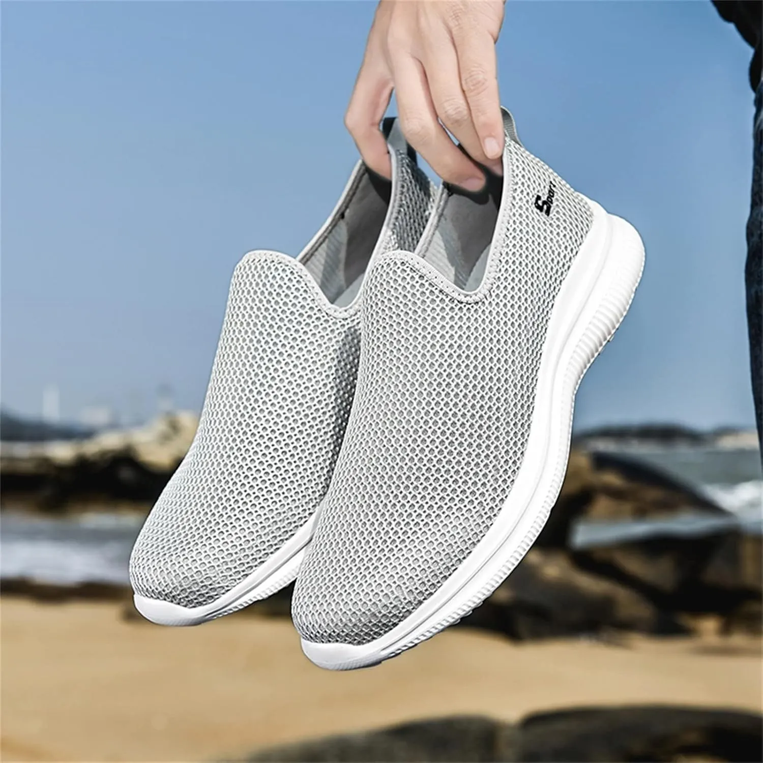 Womens Slip on Walking Shoes Comfort Lightweight Non Slip Work Shoes Women Mesh Breathable Men Shoes Casual Waterproof Sneakers Black Tennis Shoe Trainers Shoe