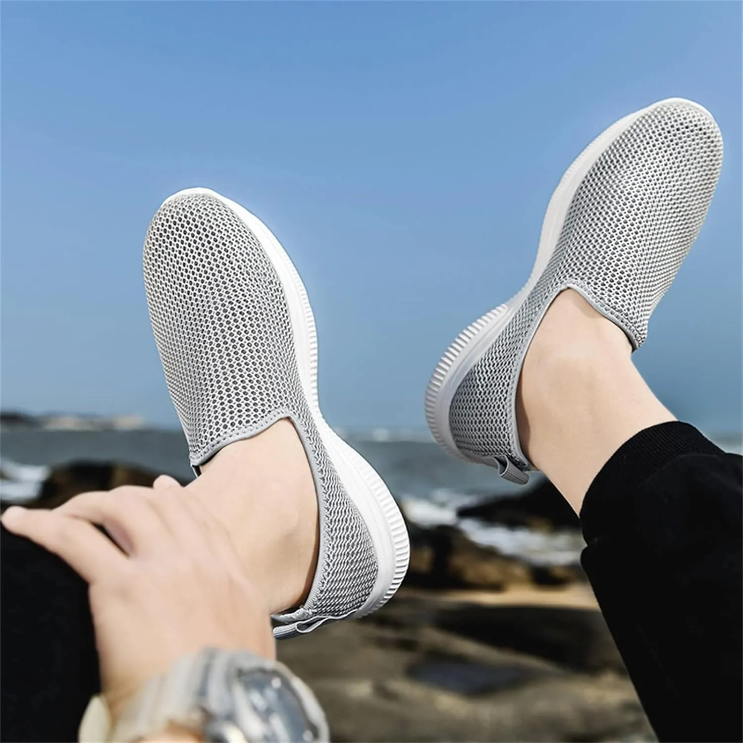 Womens Slip on Walking Shoes Comfort Lightweight Non Slip Work Shoes Women Mesh Breathable Men Shoes Casual Waterproof Sneakers Black Tennis Shoe Trainers Shoe