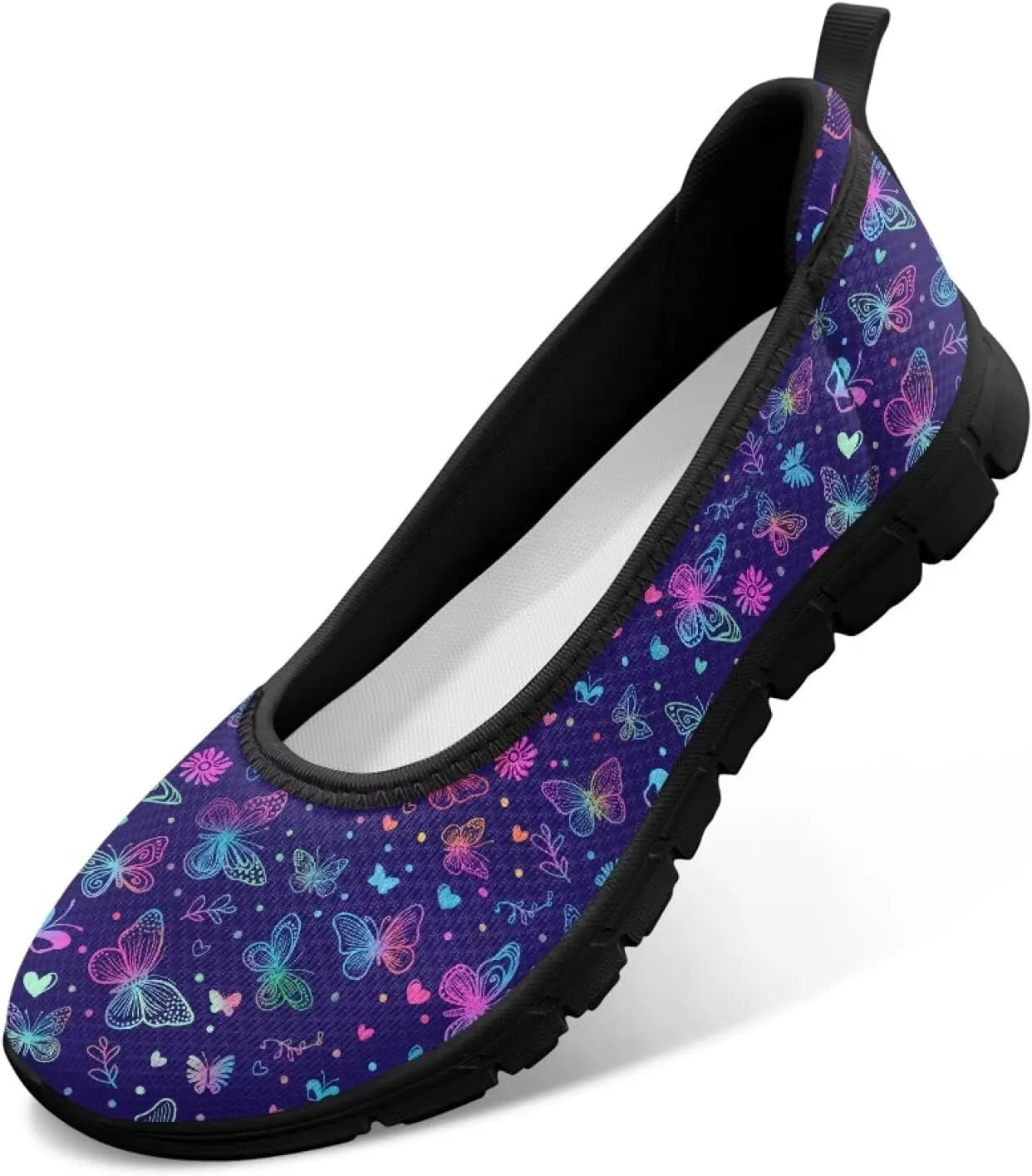 Women's Slip-On Walking Shoes Stylish Floral Casual Loafers Lightweight Comfortable Travel Footwear SizeUS 6-11 Black Sole