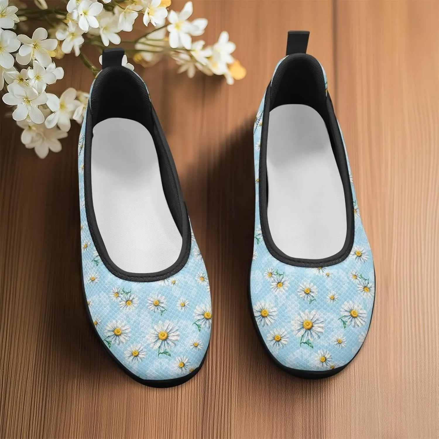 Women's Slip-On Walking Shoes Stylish Floral Casual Loafers Lightweight Comfortable Travel Footwear SizeUS 6-11 Black Sole