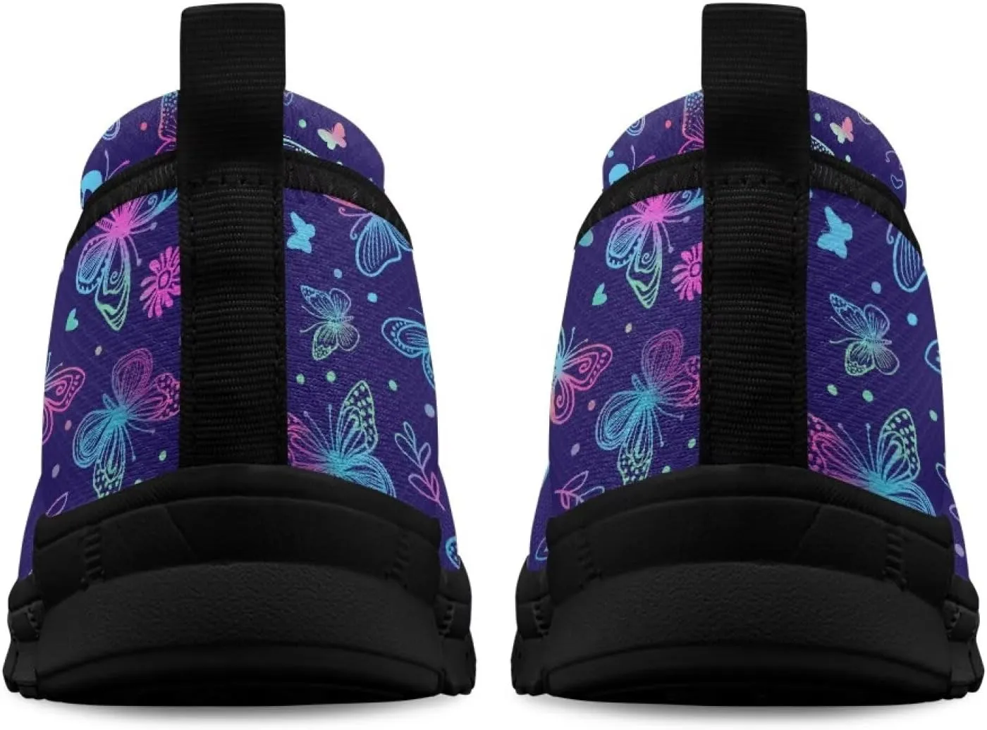Women's Slip-On Walking Shoes Stylish Floral Casual Loafers Lightweight Comfortable Travel Footwear SizeUS 6-11 Black Sole
