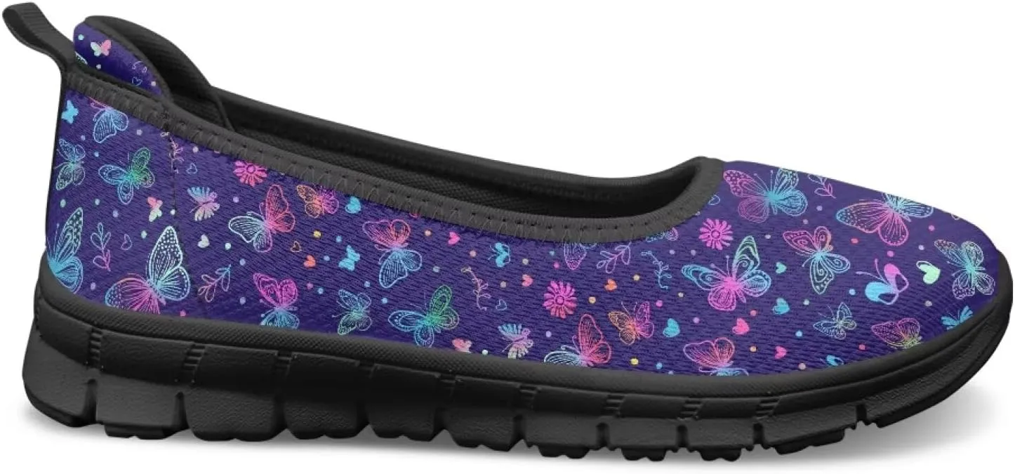 Women's Slip-On Walking Shoes Stylish Floral Casual Loafers Lightweight Comfortable Travel Footwear SizeUS 6-11 Black Sole