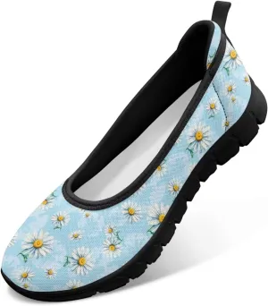 Women's Slip-On Walking Shoes Stylish Floral Casual Loafers Lightweight Comfortable Travel Footwear SizeUS 6-11 Black Sole
