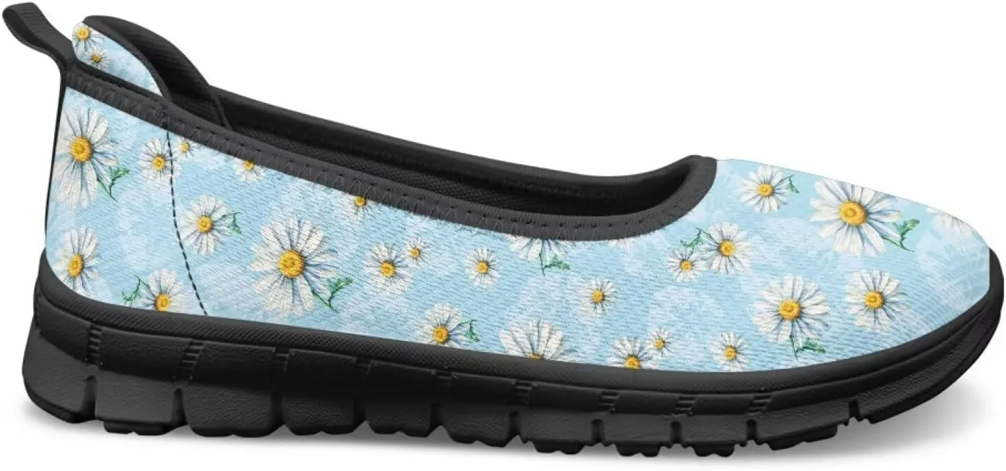 Women's Slip-On Walking Shoes Stylish Floral Casual Loafers Lightweight Comfortable Travel Footwear SizeUS 6-11 Black Sole