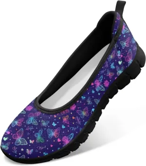 Women's Slip-On Walking Shoes Stylish Floral Casual Loafers Lightweight Comfortable Travel Footwear SizeUS 6-11 Black Sole
