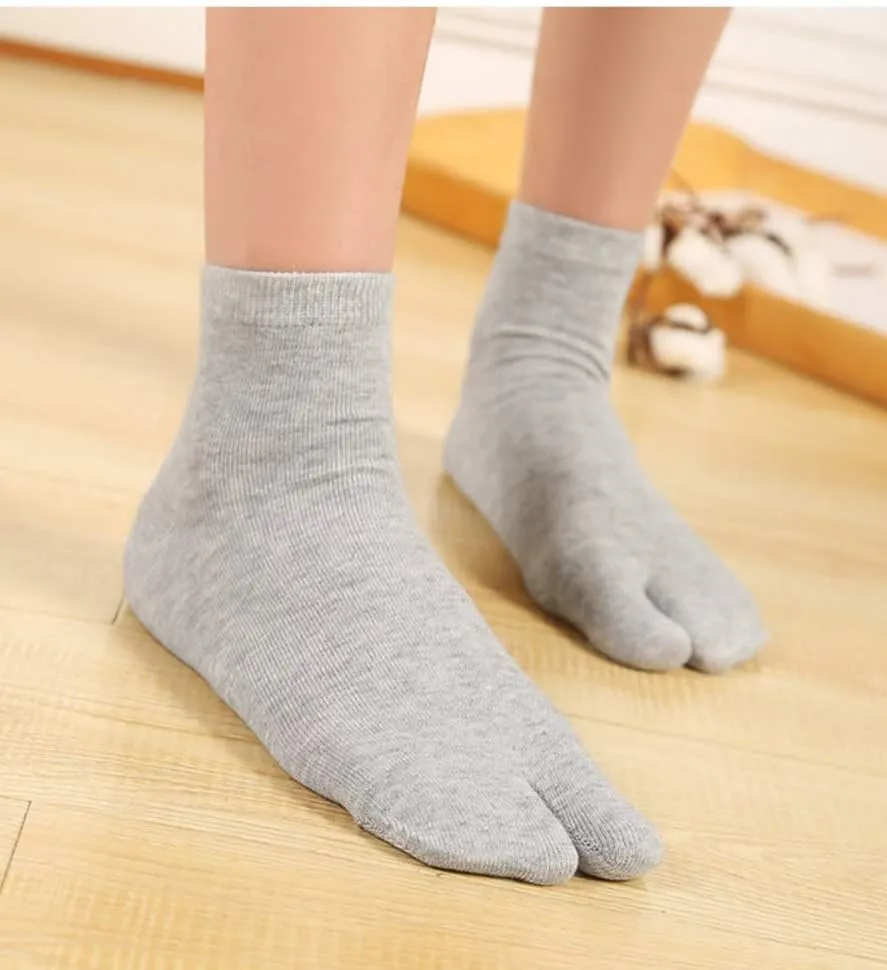 Women's Solid 2 Toe Flip Flop Tabi Socks Geta Ankle Cotton 5/6 Pairs