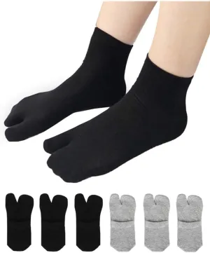 Women's Solid 2 Toe Flip Flop Tabi Socks Geta Ankle Cotton 5/6 Pairs