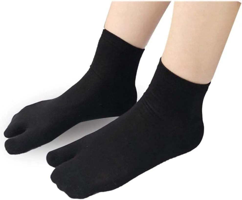 Women's Solid 2 Toe Flip Flop Tabi Socks Geta Ankle Cotton 5/6 Pairs