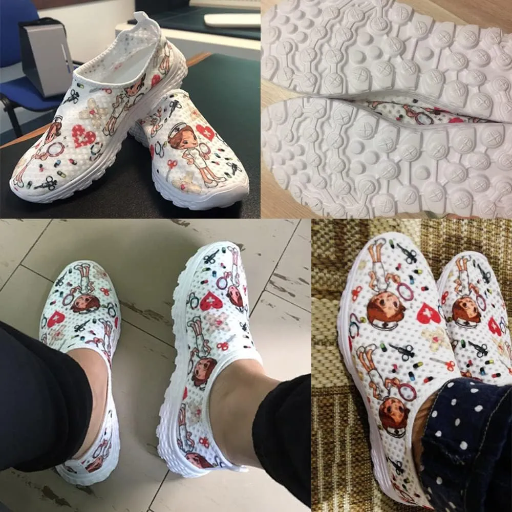 Womens Walking Tennis Medical Nurse Shoes Slip On Loafers Lightweight Casual Sneakers for Gym Travel Work