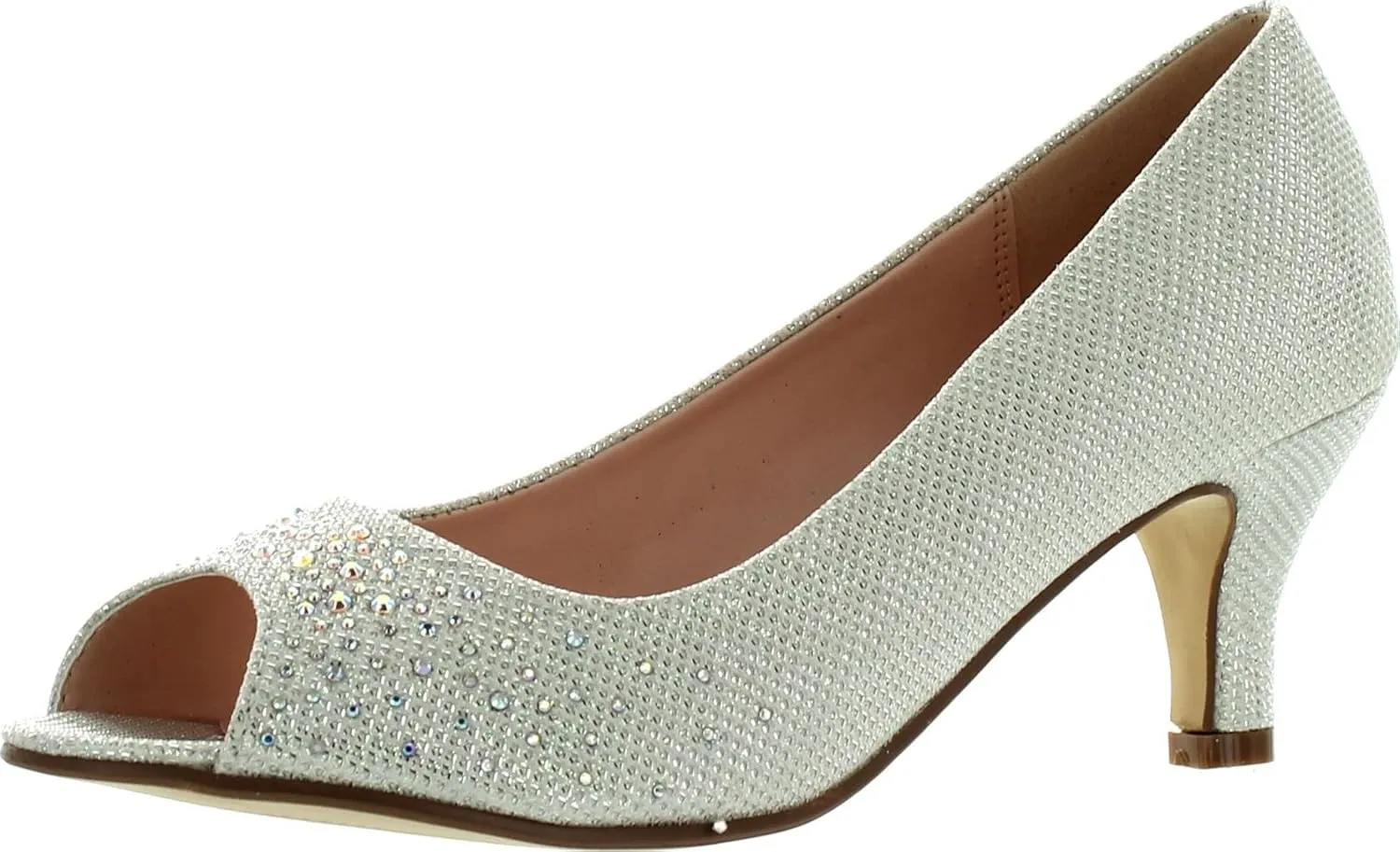 Wonda-2 Womens Peep Toe Low Heel Glitter Slip On Dress Pumps