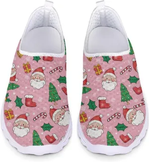 Xpyiqun Christmas Sneakers Slip On Shoes for Women Tennis Shoe Xmas Trainers Footwear