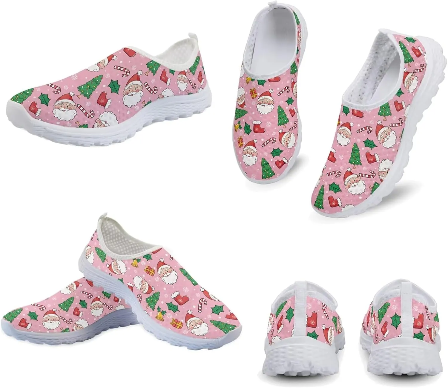 Xpyiqun Christmas Sneakers Slip On Shoes for Women Tennis Shoe Xmas Trainers Footwear