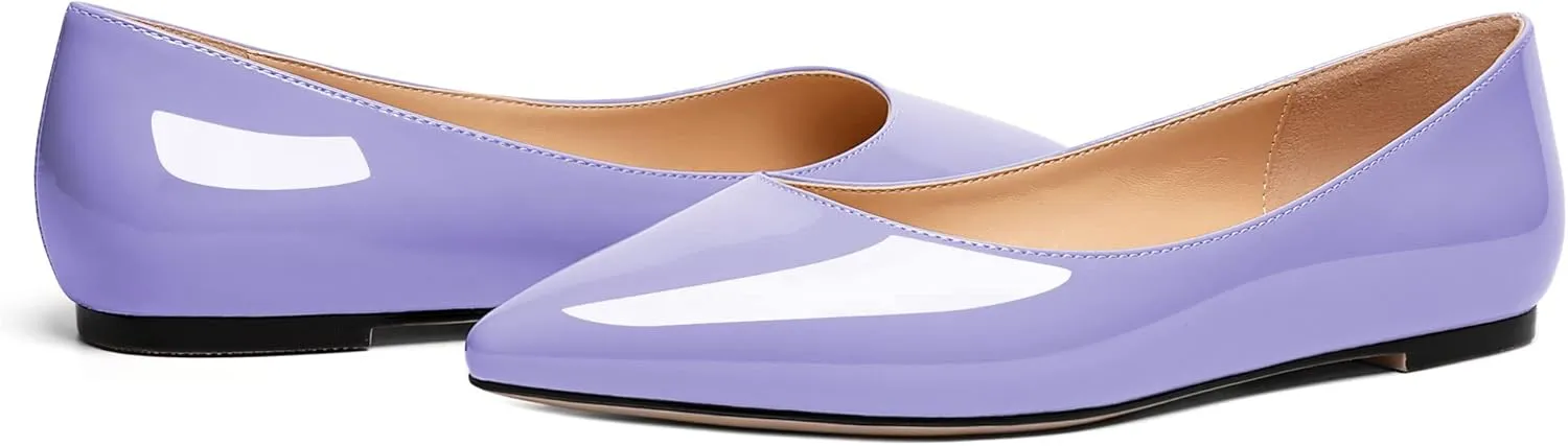 Zamikoo Flats Shoes Women, Pointed Toe Slip On Loafer Flats Shoes Pumps for Office Casual Dressy Comfortable