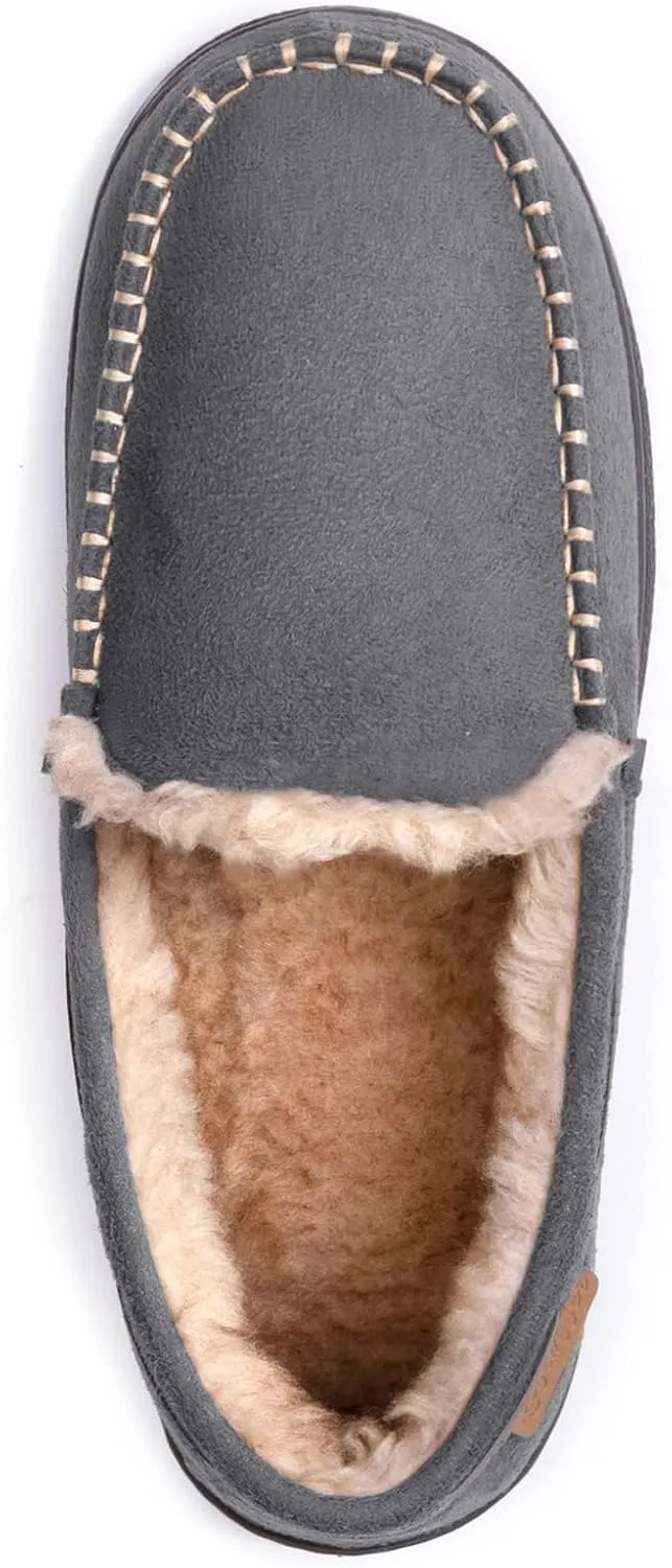 Zigzagger Men's Moccasin Slippers Memory Foam House Shoes, Indoor and Outdoor Warm Loafer Slippers