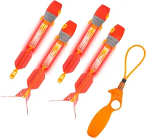 Zing Firetek Rocket Combo Pack, Light-Up Toys Include 2 Firetek Rockets (Fly up to 250 Feet), 2 Firetek Copters (Fly up to 150 Feet) and 1 Rip Zip Launcher, for Kids Ages 8 and Up
